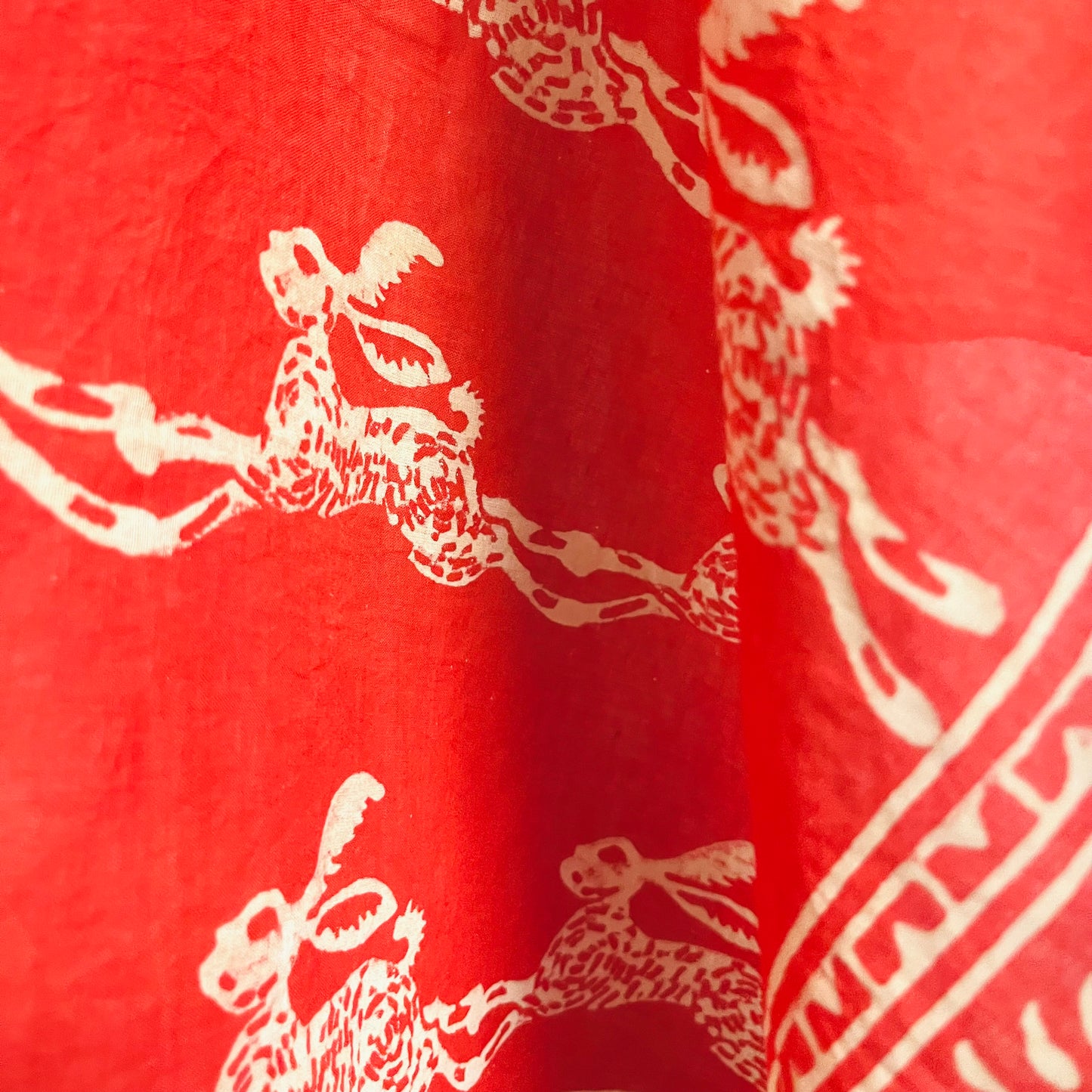 Jaipur Block Print Bandana – Rabbit (Red)