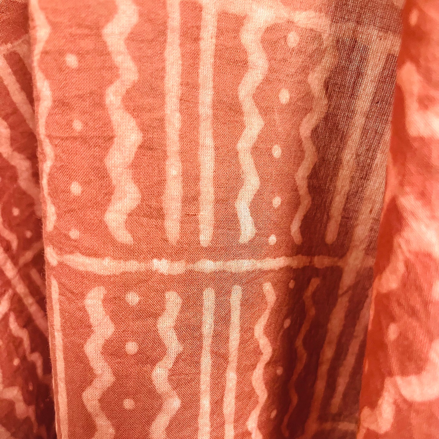 ジャイプールのブロックプリントハンカチ 格子(赤)