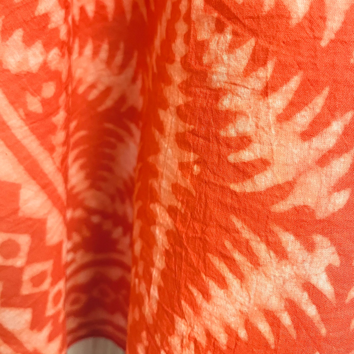 ジャイプールのブロックプリントハンカチ シダ(赤)