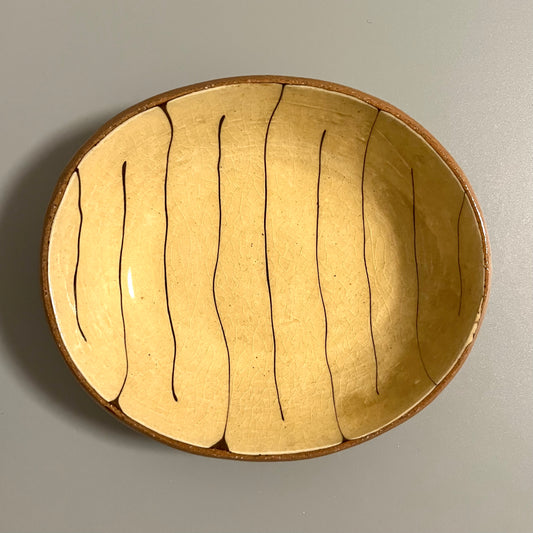 齊藤十郎 スリップ 楕円小皿 A