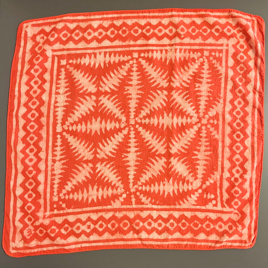 ジャイプールのブロックプリントハンカチ シダ（赤）