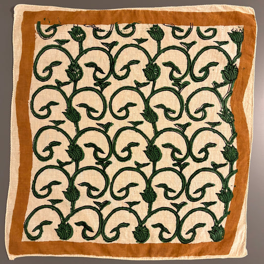 Jaipur Block Print Bandana – Arabesque (Green)
