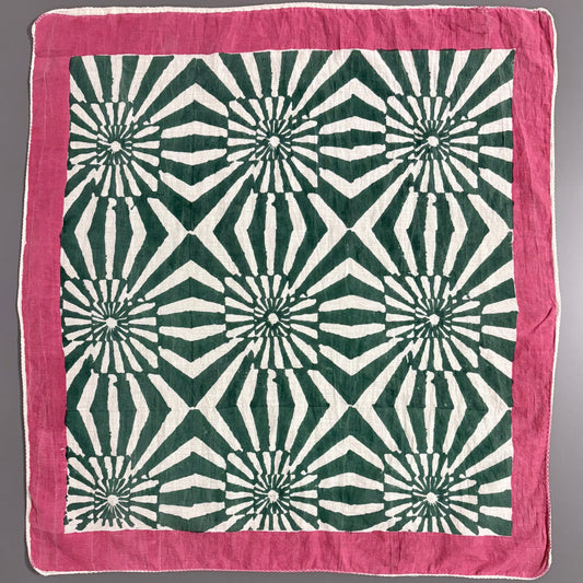Jaipur Block Print Bandana – Floral (Green × Red)