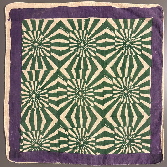 Jaipur Block Print Bandana – Floral (Green × Purple)