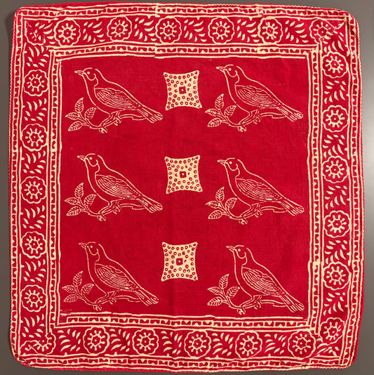 Jaipur Block Print Bandana – Little Bird (Red)