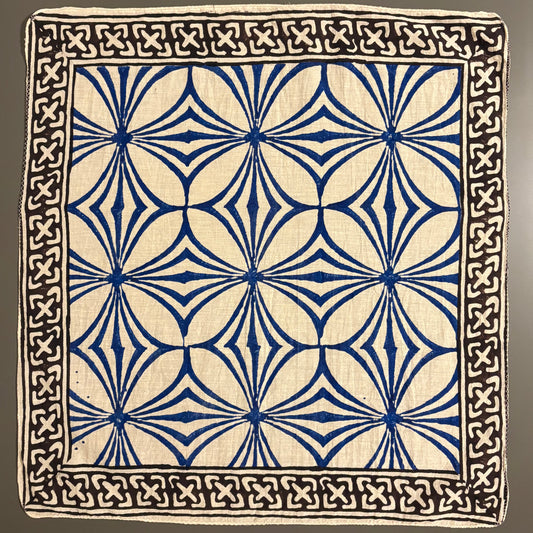 Jaipur Block Print Bandana – Shippo (Blue × Black, Large Pattern)